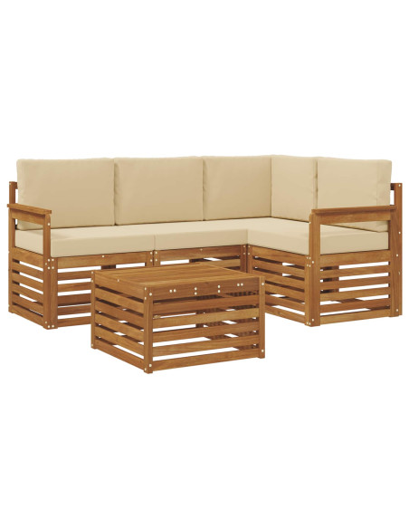 Set di Mobili 5 pcs Naturale e Beige Legno multistrato