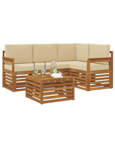 Set di Mobili 5 pcs Naturale e Beige Legno multistrato