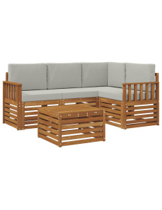 Set di Mobili 5 pcs Grigio Naturale e Chiaro Legno multistrato 2
