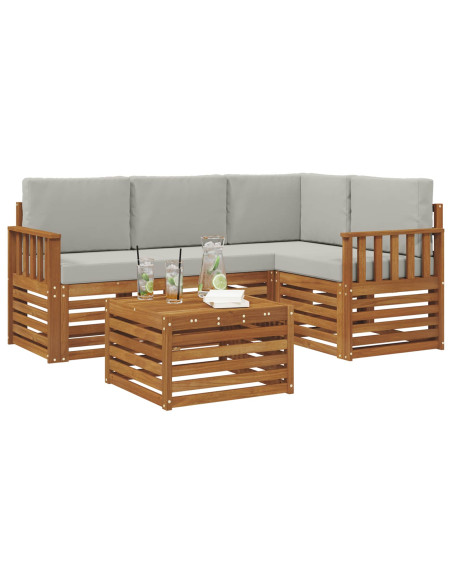 Set di Mobili 5 pcs Grigio Naturale e Chiaro Legno multistrato
