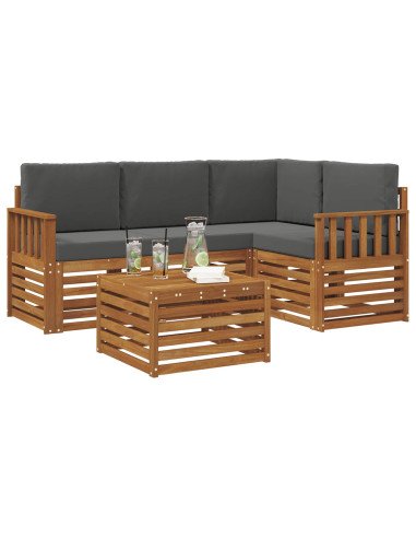 Set di Mobili 5 pcs Naturale e Antracite Legno multistrato