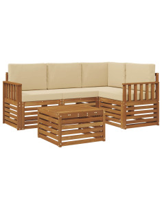 Set di Mobili 5 pcs Naturale e Beige Legno multistrato 2