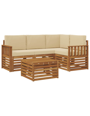 Set di Mobili 5 pcs Naturale e Beige Legno multistrato