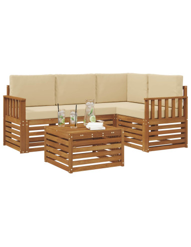 Set di Mobili 5 pcs Naturale e Beige Legno multistrato
