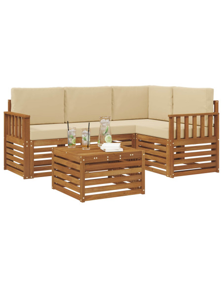 Set di Mobili 5 pcs Naturale e Beige Legno multistrato