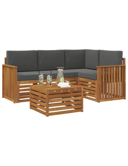 Set di Mobili 5 pcs Naturale e Antracite Legno multistrato