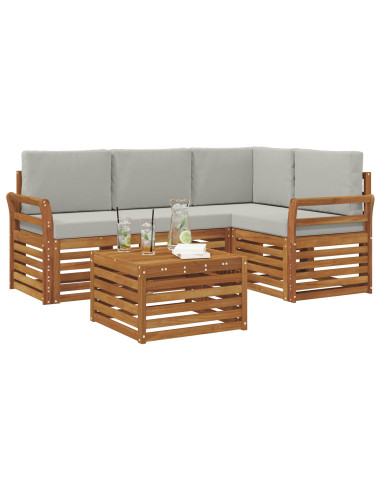 Set di Mobili 5 pcs Grigio Naturale e Chiaro Legno multistrato