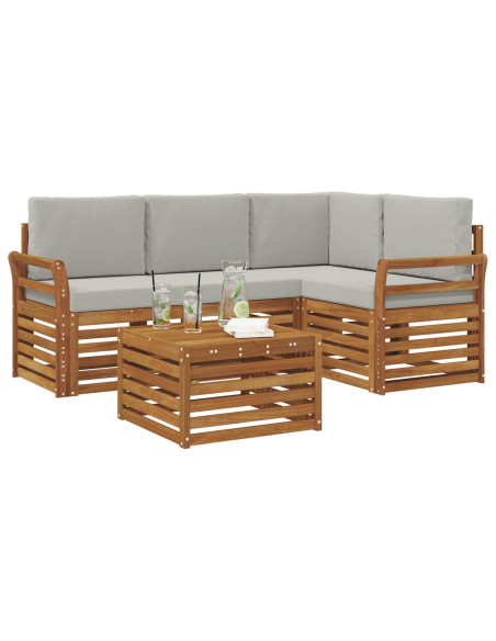 Set di Mobili 5 pcs Grigio Naturale e Chiaro Legno multistrato