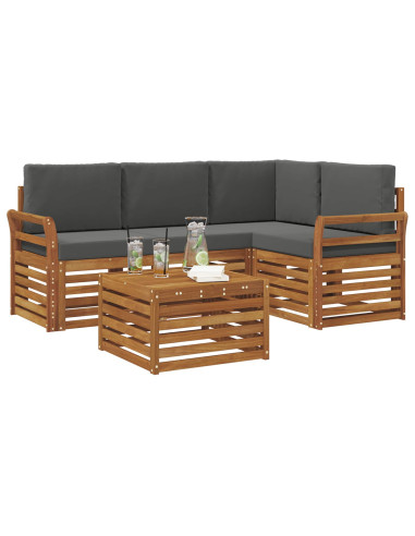 Set di Mobili 5 pcs Naturale e Antracite Legno multistrato