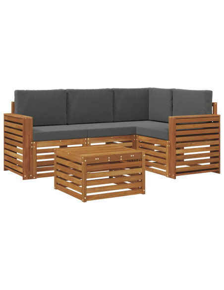 Set di Mobili 5 pcs Naturale e Antracite Legno multistrato