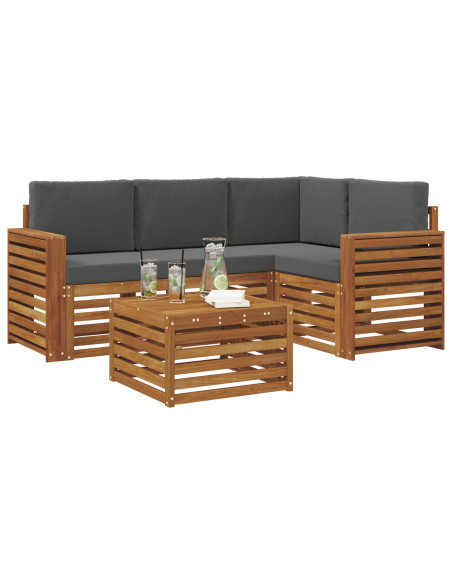 Set di Mobili 5 pcs Naturale e Antracite Legno multistrato