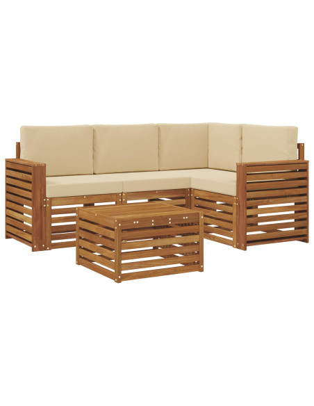 Set di Mobili 5 pcs Naturale e Beige Legno multistrato