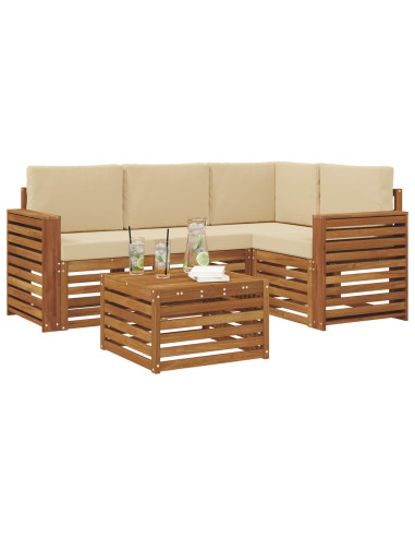 Set di Mobili 5 pcs Naturale e Beige Legno multistrato