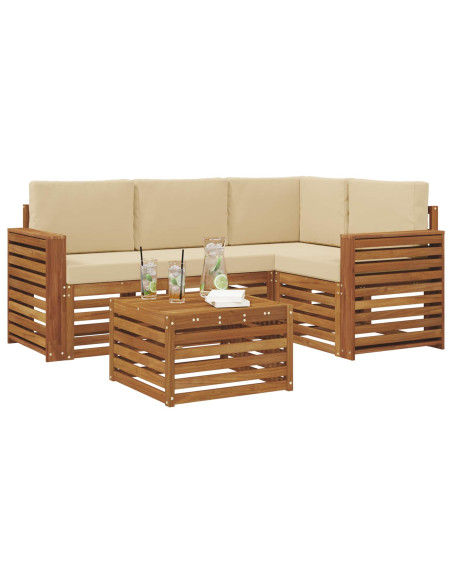 Set di Mobili 5 pcs Naturale e Beige Legno multistrato