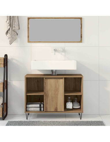 Mobile da Bagno con porta Rovere artigianale 80 x 33 x 60 cm