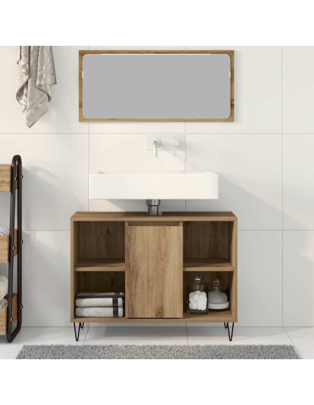Mobile da Bagno con porta Rovere artigianale 80 x 33 x 60 cm