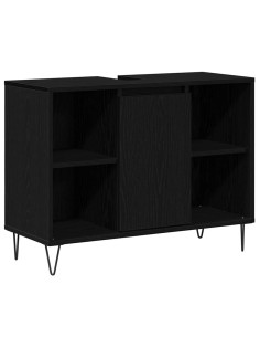 Mobile da Bagno Nero 80 x 33 x 60 cm Legno multistrato 2