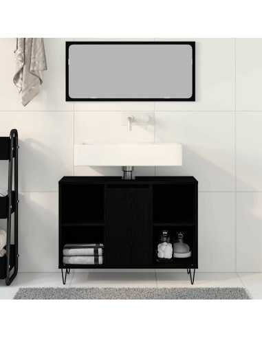 Mobile da Bagno Nero 80 x 33 x 60 cm Legno multistrato