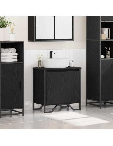 Armadio per Lavabo da Bagno Rovere Nero 60 x 35 x 60 cm