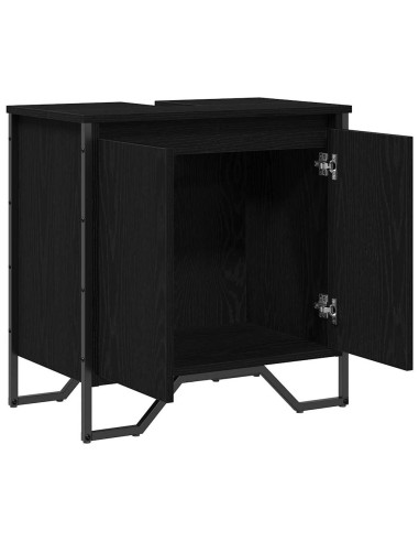 Armadio per Lavabo da Bagno Rovere Nero 60 x 35 x 60 cm