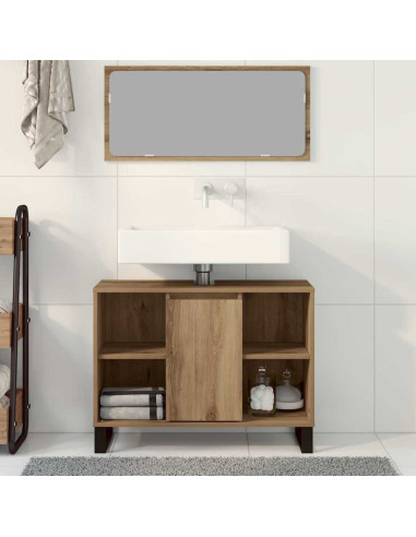 Mobile da Bagno con porta Rovere artigianale 80 x 33 x 60 cm