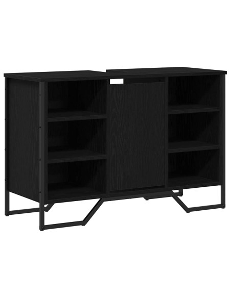 Armadio per Lavabo da Bagno Rovere Nero 91 x 35 x 60 cm