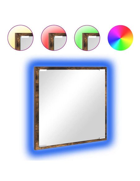 Specchio da bagno LED con specchio Rovere fumé 40 x 37 x 8.5 cm