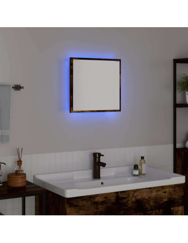 Specchio da bagno LED con specchio Rovere fumé 40 x 37 x 8.5 cm