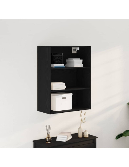 Armadio da Muro Appeso Rovere Nero 69.5 x 32.5 x 90 cm