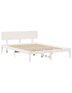 Struttura del letto Bianco 150 x 200 cm Pino massello 2