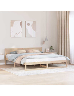 Struttura del letto Naturale 200 x 200 cm Pino massello