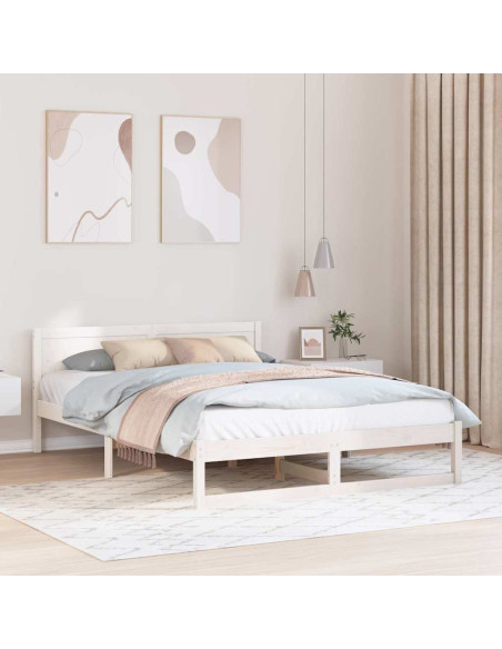 Struttura del letto Bianco 160 x 200 cm Pino massello