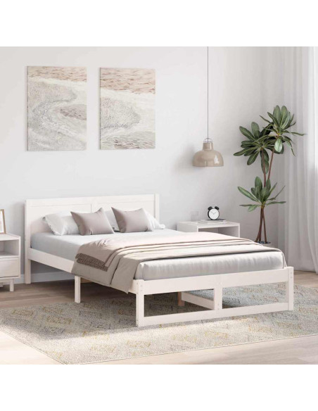 Struttura del letto Bianco 140 x 190 cm Pino massello