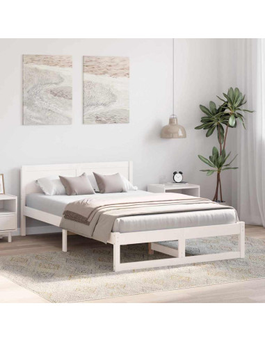 Struttura del letto Bianco 135 x 190 cm Pino massello