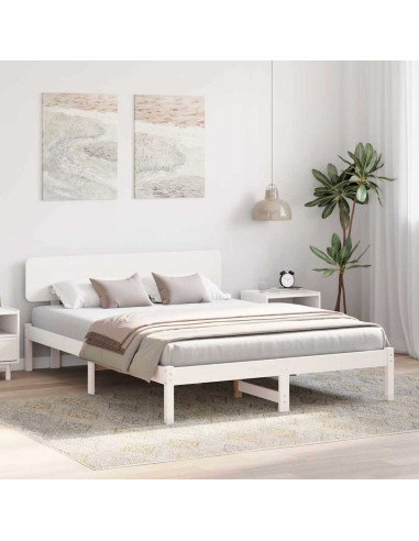 Struttura del letto Bianco 200 x 200 cm Pino massello