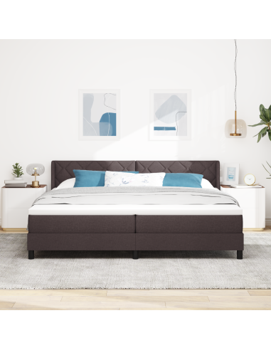 Letto a molle Marrone Scuro 200 x 200 cm Poliestere