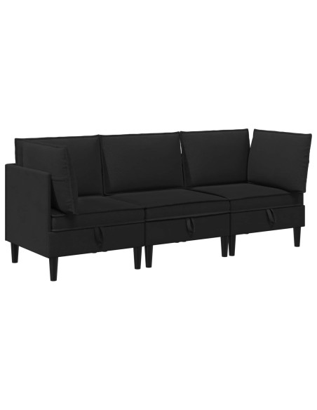 Set di mobili per il soggiorno 3 pcs Nero Tessuto