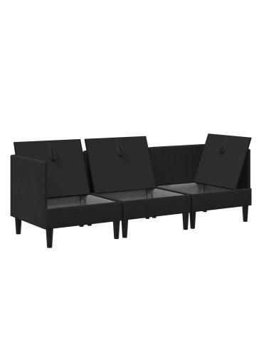 Set di mobili per il soggiorno 3 pcs Nero Tessuto