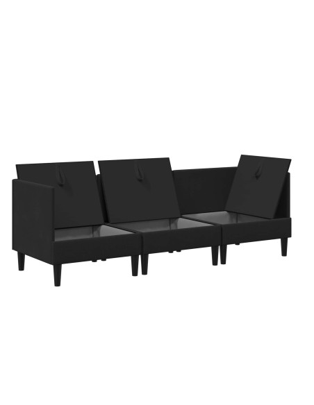 Set di mobili per il soggiorno 3 pcs Nero Tessuto