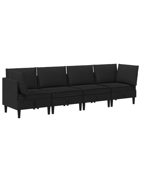 Set di mobili per il soggiorno 4 pcs Nero Tessuto