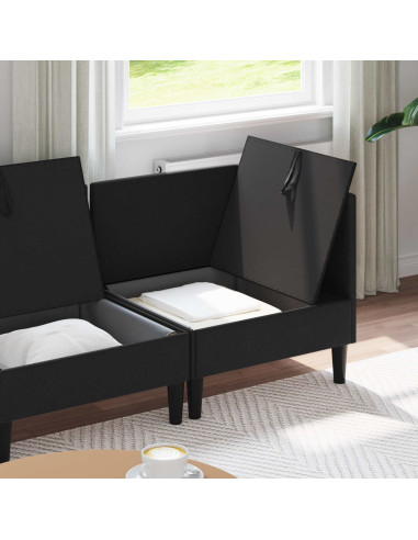 Set di mobili per il soggiorno 4 pcs Nero Tessuto