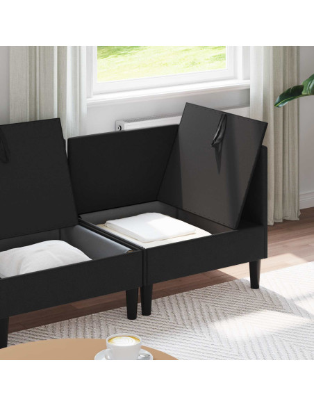 Set di mobili per il soggiorno 4 pcs Nero Tessuto