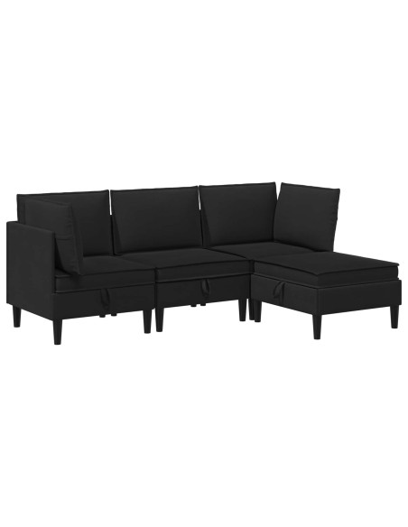 Set di mobili per il soggiorno 4 pcs Nero Tessuto