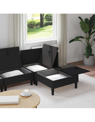 Set di mobili per il soggiorno 4 pcs Nero Tessuto