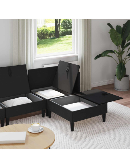 Set di mobili per il soggiorno 4 pcs Nero Tessuto