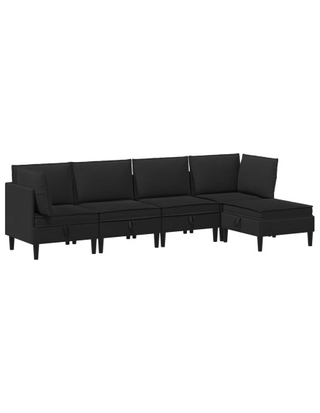 Set di mobili per il soggiorno 5 pcs Nero Tessuto