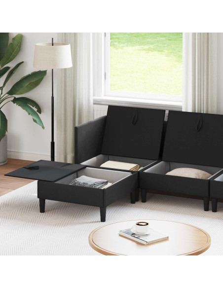 Set di mobili per il soggiorno 5 pcs Nero Tessuto