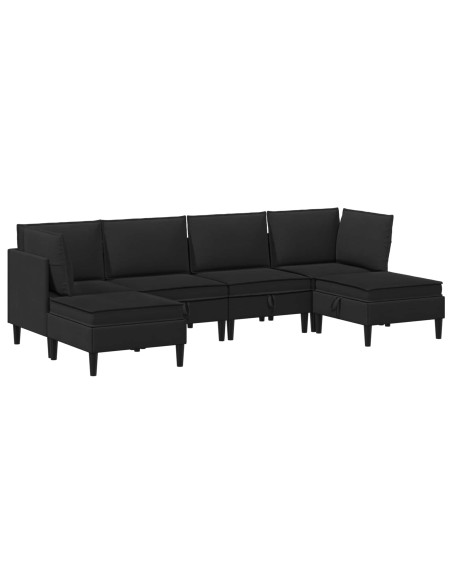 Set di mobili per il soggiorno 6 pcs Nero Tessuto