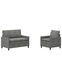 Set di divani 2 pcs Grigio Scuro Velluto 2