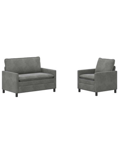 Set di divani 2 pcs Grigio Scuro Velluto